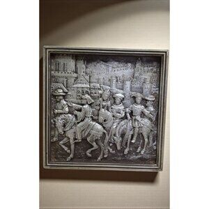 vintage marcus designs chalkware handmade in england medieval wall plaque.